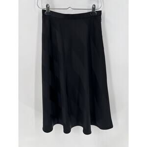 Vintage Talbots Skirt Womens 4 Small Black Striped Satin Knee Length Zip Up